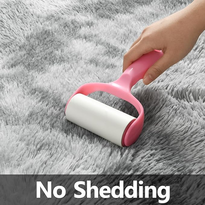 Large Shag Area Rugs 5 x 8, Tie-Dyed Plush Fuzzy Rugs for Living Room, Ultra Soft Fluffy Furry Rug for Bedroom, Indoor Carpet Nursery Rugs for Kids Room Home Decor, Light Grey