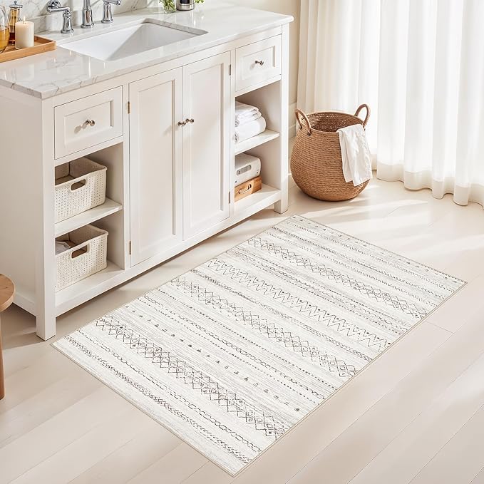 Area Rugs for Living Room Washable Living Room Rug Soft Neutral Indoor Floor Carpet Non-Slip Stain Resistant Modern Boho Rugs for Bedroom Dining Room Kids Room Nursery Office Home Brown