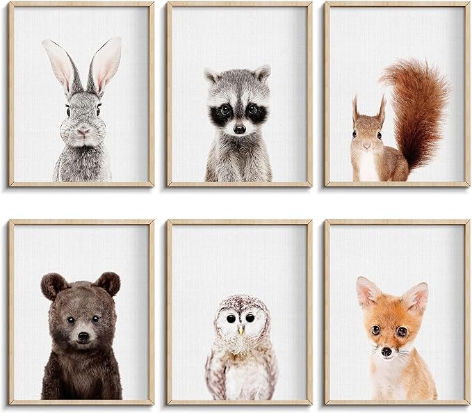 Jungle Safari Decor - Cute Animal Wall Art, Baby Bedroom Decor (8"x10", UNFRAMED) (Forest)
