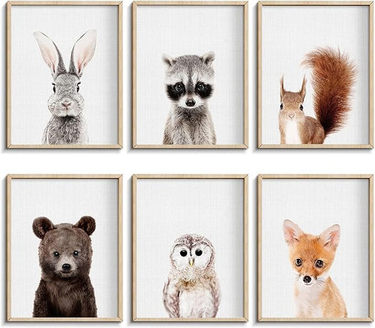 Jungle Safari Decor - Cute Animal Wall Art, Baby Bedroom Decor (8"x10", UNFRAMED) (Forest)