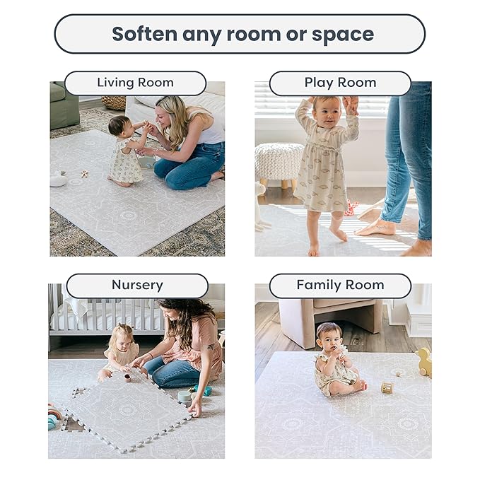 Baby Play Mat for Floor - Layla (6x6ft) - Premium EVA Foam Play Mat for Babies & Toddlers (Ages 0-5+) - Non-Toxic Playmat for Tummy Time, Crawling & Playroom - Stylish & Comfortable