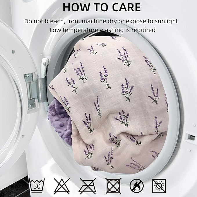 LifeTree Baby Blankets for Boys Girls, Soft Double Layer Swaddle Blankets, Muslin Front and Dotted Fleece Backing Receiving Bed Throw Blanket for Newborn Unisex, 31X40 Inches, Lavender