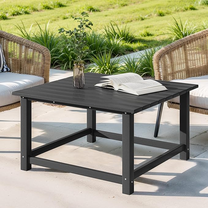 Costaelm Paradise Kids 5-Piece HDPE Outdoor Square Patio Dining Table and Chairs Set, Gray