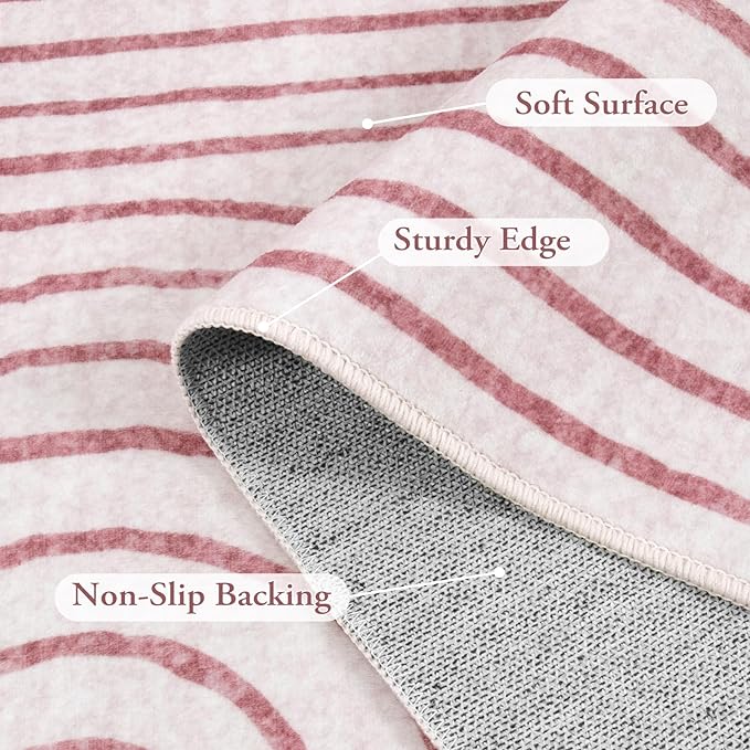 Lahome Abstract 6x9 Area Rugs, Soft Pink Rugs for Bedroom Girls, Ultra-Thin Non Slip Washable Throw Large Carpet for Living Room Dining Room Office (6'x9',Pink)