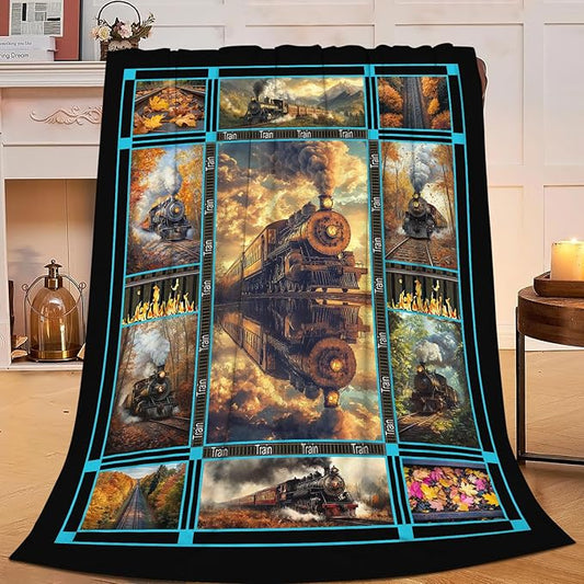 Train Blanket Jet Train Throw Blanket Flannel Stuff Merch Cozy Decor Fleece Soft Plush Fuzzy Warm Lightweight Bedding Gifts for Kids Women Men Girls Boy Couch 80"X60"