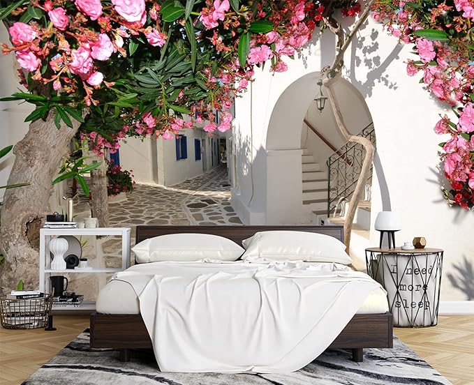 Traditional Backalleys of Amorgos Greece Wall Mural Wallpaper for Bedroom 178" x 117"