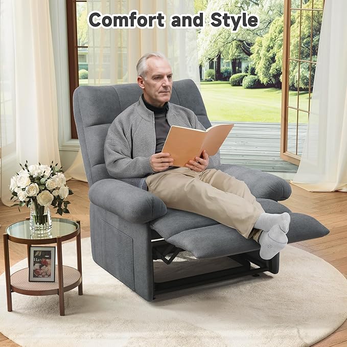 Power Recliner Chair for Elderly, Lift Chairs Triple Motor with Infinite Position, Seniors Electric Stand Assist, Single Sofa with Side Pockets for Living Room, Grey