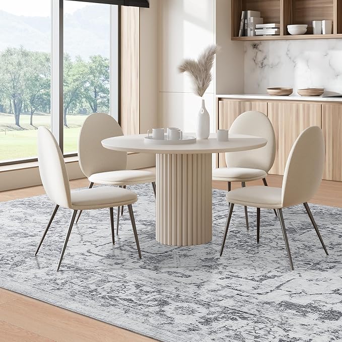 Area Rug 5x7, Washable Rug for Living Room, Large Area Rugs for Bedroom, Vintage Rug 5x7 for Dining Room, Non Slip Soft Low Pile Indoor Carpet for Kitchen, Nursery, Office, Farmhouse, Grey