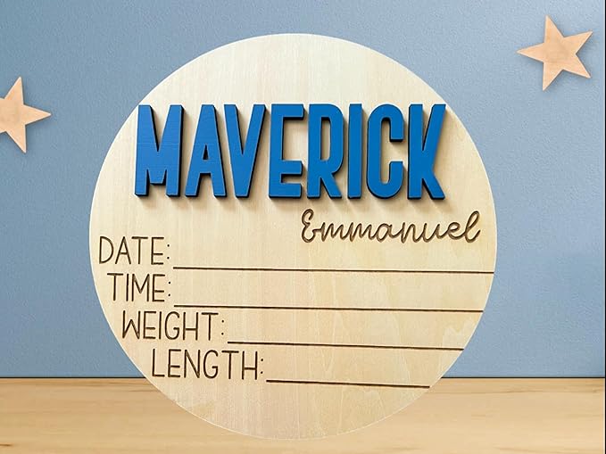 Personalized 3D Newborn Baby Name Announcement with Stats, Custom Baby Name Hospital Photo Prop, Many sizes, 25 Font Options, 30 Colors