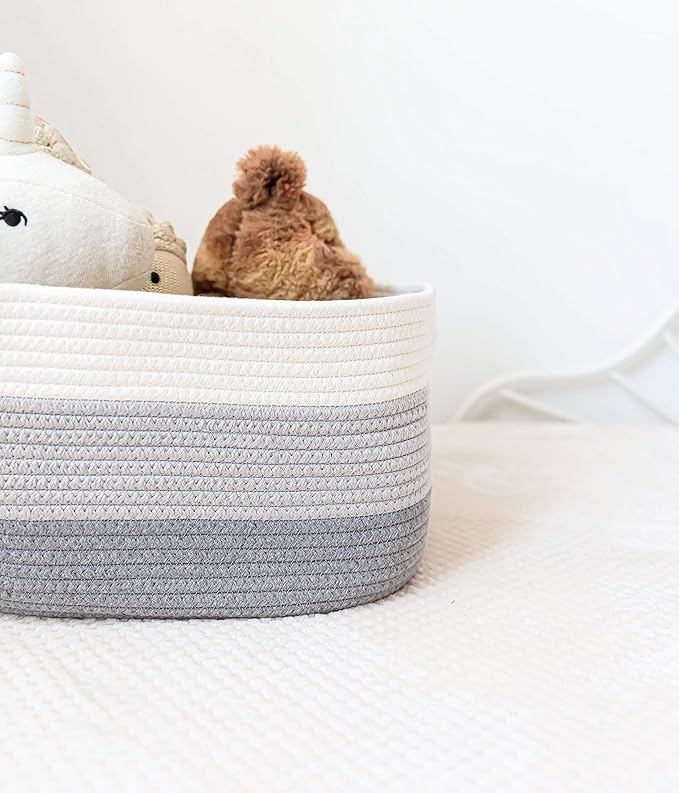 OrganiHaus Set of 3 Gray Woven Storage Baskets for Shelves, Decorative Organizer Bins for Closet, Bathroom & Living Room, Multipurpose Home Organization Baskets, Toy Storage Basket - 15x9x10 inches