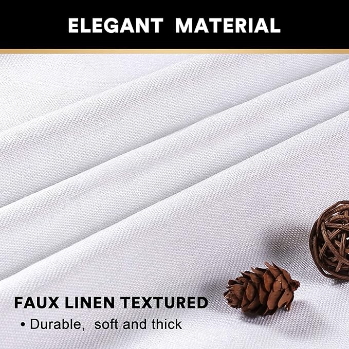 PrinceDeco 100% Blackout Curtains Linen Drapes 108 Inches Long Room Divider Curtains Patio Curtain for Sliding Door Thermal Curtain for Sliding Glass Door,W100 X L108 Inch, Preal White