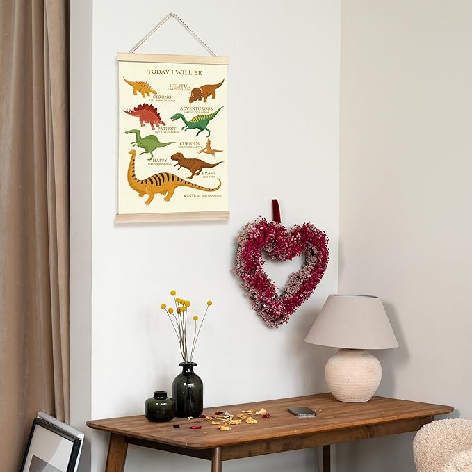Hiuwevt Motivational Dinosaur Poster Hanger Frame, Dinosaur Room Decor for Boys, Positive Affirmations Dinosaurs Wall Art Decor for Classroom Kids Boys Room Nursery Home, 12x16 Inch
