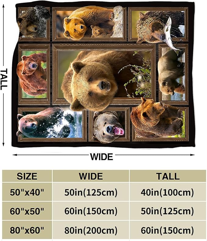 Jerkboo Bear Blanket Throws - Soft Warm Cozy Fleece Blanket for Girls, Women, Kids & Adults - 50"x40"