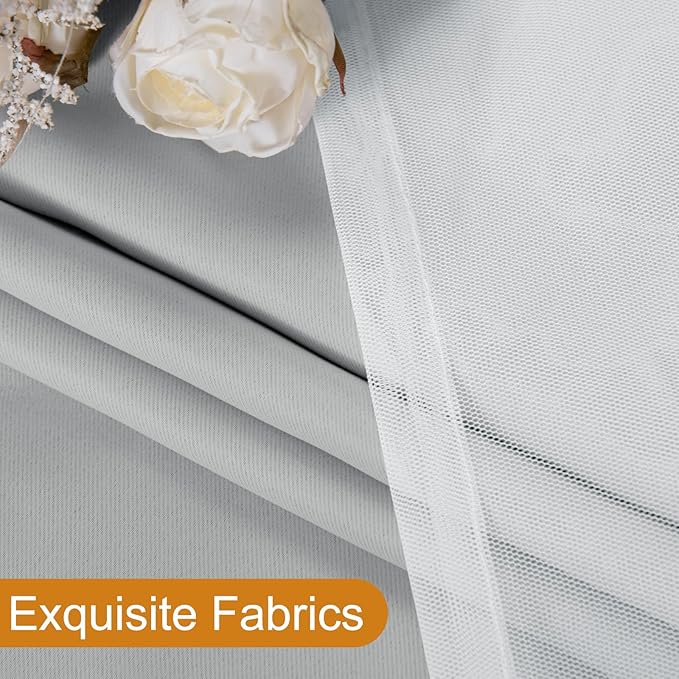 DWCN Layered Curtains for Living Room Blackout and Sheer Curtains Grommet Top Window Treatments with Sheer Overlay for Bedroom, 52 W by 63 L, Cloud Grey, 2 Pieces