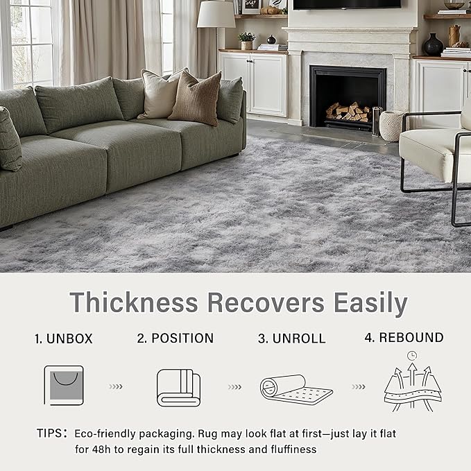 Shag Rug 9x12 for Living Room, Super Soft Modern Plush Rug Non-Slip Large Area Rug Indoor Fuzzy Carpet Fluffy Rugs for Bedroom Home Aesthetic Decor