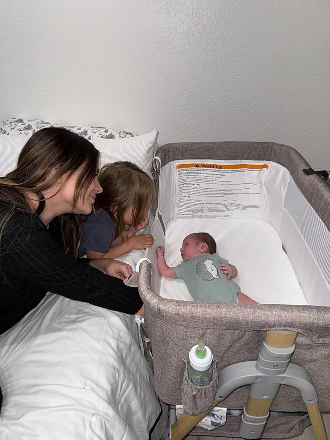 HARPPA Cuddly Bassinet, 3 in 1 Baby Bassinet, Rocking Bedside Bassinet with Wheels, 5 Height Adjustable, Includes Mosquito Net, Mattress, Anchor Strap