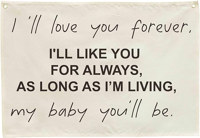 Nursery Wall Decor-Hanging Rectangular Canvas Banner Flag Poster Wall Decoration for Baby Kids Boy Girl,Bedroom Playroom Door Decor,Baby Shower Christmas Gift-I’ll Love You Forever,28.5"L×20"W