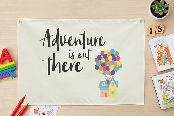 Canvas Hanging Flag Banner Wall Sign Decor Gift for Baby Kids Girl Boy Nursery Teen Room Front Door - Hydrogen Balloon