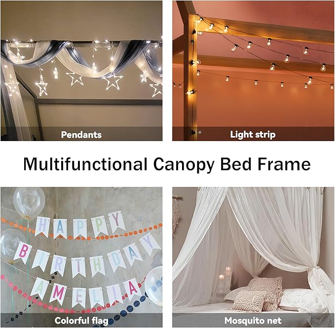 Merax Twin Size Wooden House Bed, Wood Color