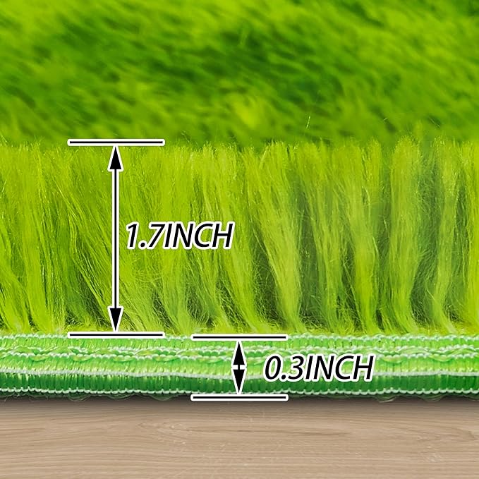 4 ft Fluffy Green Grass Area Rugs for Bedroom,Tie Dyed Plush Circle Rug Shag Round Carpet Fuzzy for Living Room Baby's Toddler's Boys Girls Room Kids Playroom Nursery Decor Aesthetic