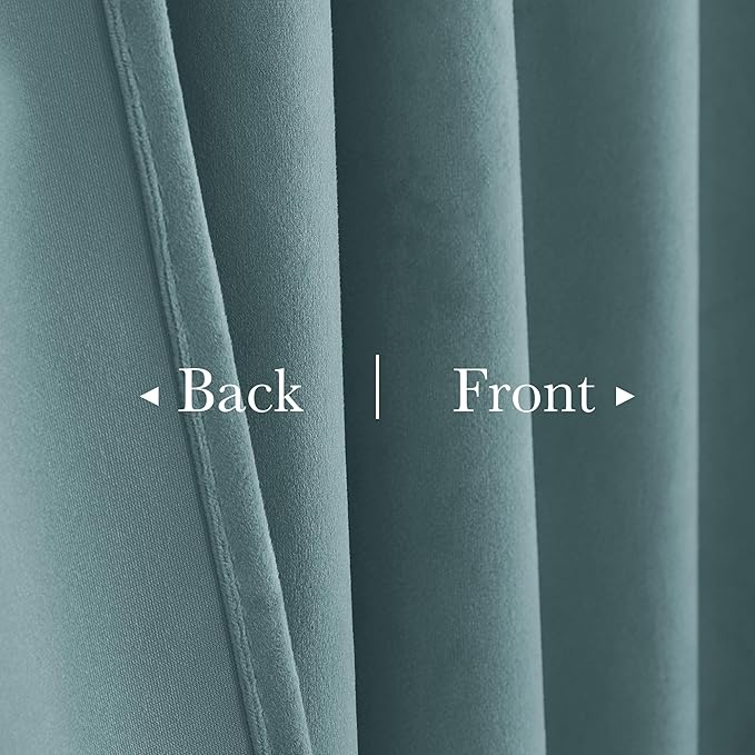 StangH Dark Slate Velvet Curtains Ideal Room Darkening Drapes for Bedroom, Living Room & Home Theater, Thermal Insulated Window Treatment with Rod Pocket & Back Tab Design, 52x108 Inches, 2 Panels.