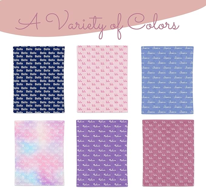 DayOfShe Personalized Name Blankets for Baby Boys Girls Christmas Stocking Stuffers Gifts Custom Blankets with Name for Grandkid Toddler Teen Boys Girls Gifts