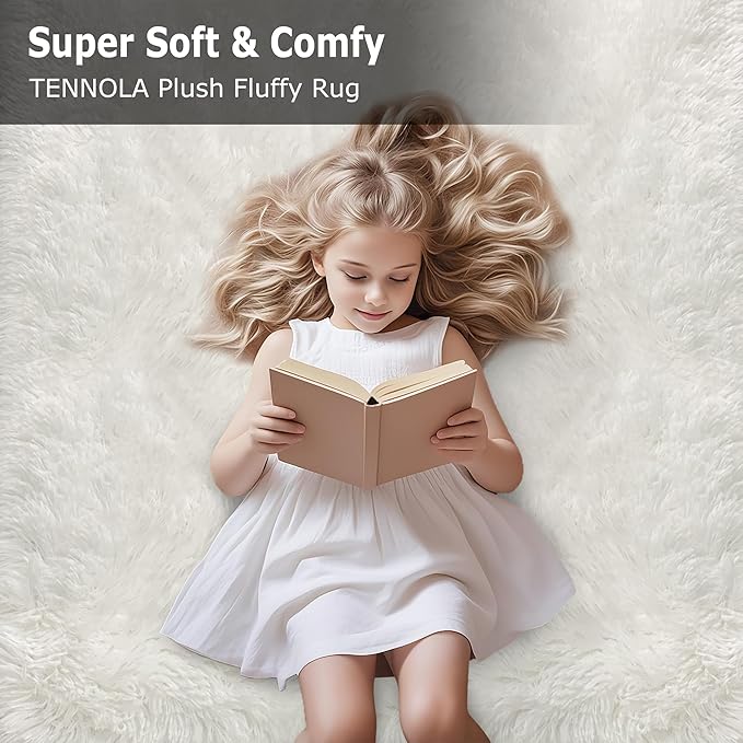 White Fluffy Runner Rugs for Bedroom Living Room Soft Shag Rug 2x8 Feet Plush Carpet Non Slip for Nursery Dorm, Fuzzy Bedside Rug Hallway for Kids Boys Girls Room Home Decor
