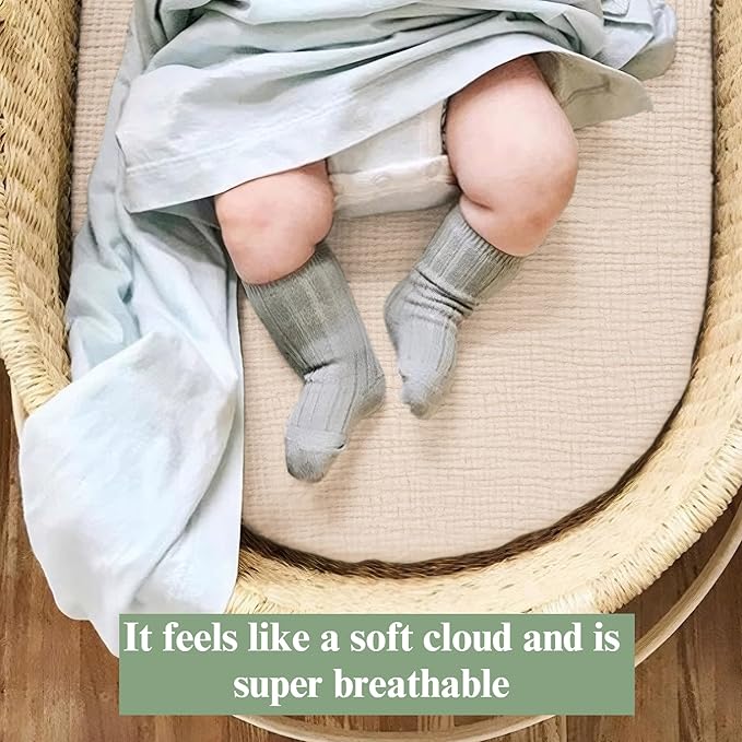 Baby Muslin Bassinet Sheets 3 Pack for Boys & Girls, Soft Breathable Cotton Bassinet Mattress Cover, Universal Fit for Hourglass, Oval, and Rectangle Mattress (Spring Meadow)