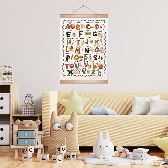Kids Alphabet Educational Chart 2 for Classroom Decor,Colorful Educational Poster for Toddlers 1-3,Toddler Learning Poster for Kids Ages 3-5 for Nursery Playroom,Classroom Must Haves 14x18.5Inch(Colorful-06)