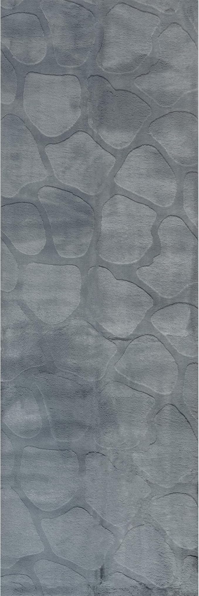 nuLOOM 2'6" x 8' Cozy Plush Area Rug, Machine Washable, Non-Slip, Soft Fluffy Shag Carpet for Living Room Bedroom Kids Room Nursery Home Decor, Jireh Grey Blue