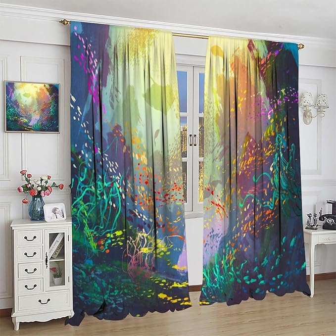 Ocean Blackout Curtain, Untouched Wild Underwater Aquatic World Corals Exotic Fishes Seascape Curtain for Living Room Cafe Set 2 Panels,72x63 Inches, Style-2