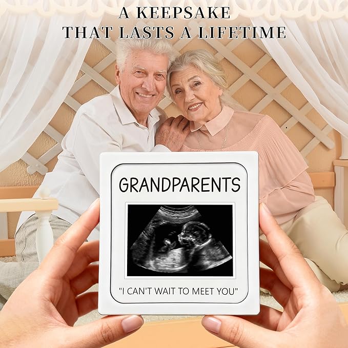 Pregnancy Announcement for Grandma Grandparents, Ultrasound Picture Frames Wooden Surprise Box, Baby Announcement Gifts for Dad Mom, Birth Announcement Ideas, Pregnancy Reveal Gifts
