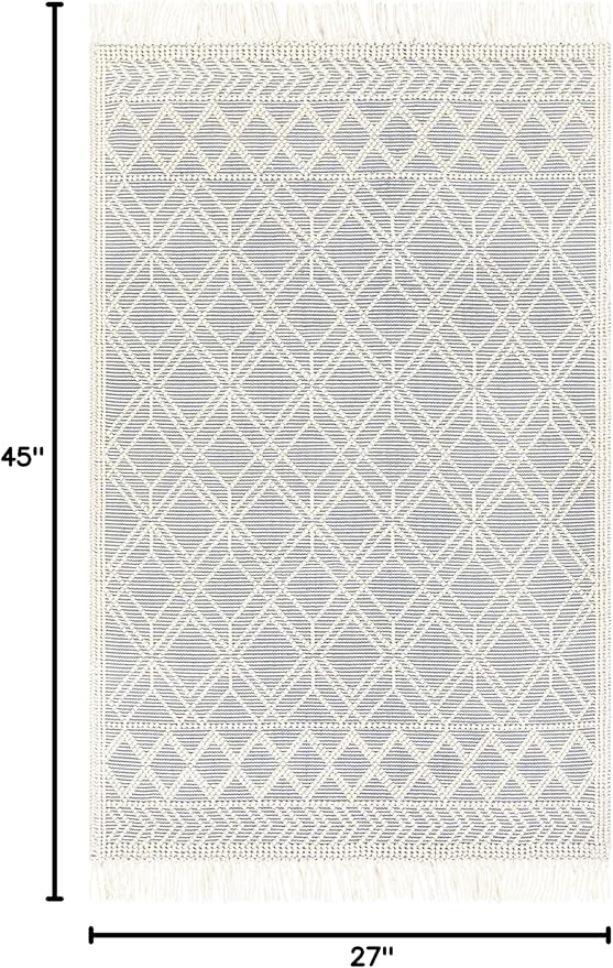 Mark&Day Wool Rugs, 2x4 Staveley Cottage Denim Area Rug, Grey White Ivory Carpet for Living Room, Bedroom or Kitchen (2'3" x 3'9")