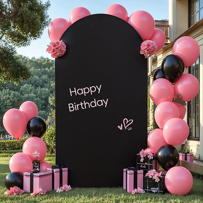 Black Arch Backdrop Cover 7.2FT Spandex Fitted Wedding Arch Stand Covers Round Top Chiara Arch Covers Stretchy Backdrop for Birthday Party Ceremony Banquet Decoration