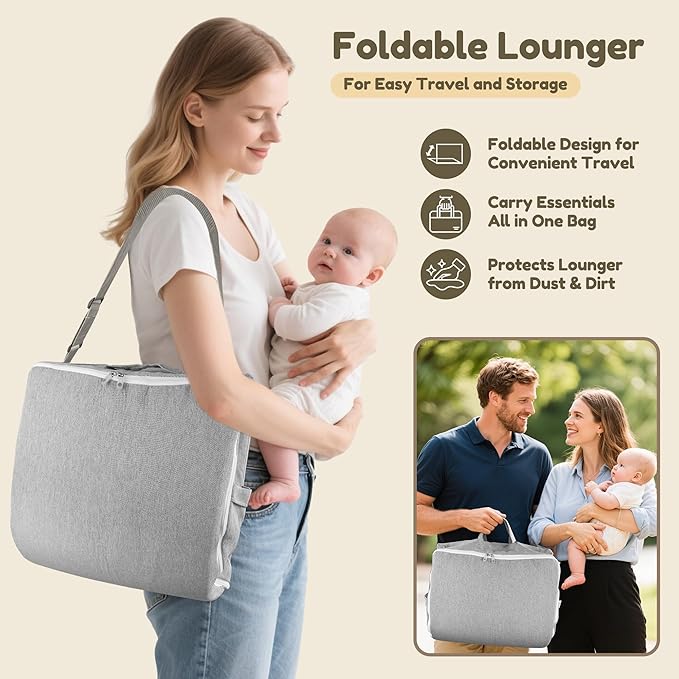 Baby Lounger & Nest for Newborn 0-24 Months, Baby Nest Supervised Breathable Cotton for Newborn, Newborn Essentials Gifts, Breathable Portable Infant Lounnger for Travel and Home(Crown)