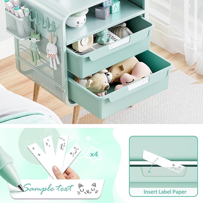 Kids Nightstand,Cute End Table with Storage Drawer,Nightstand for Girls Bedroom Furniture