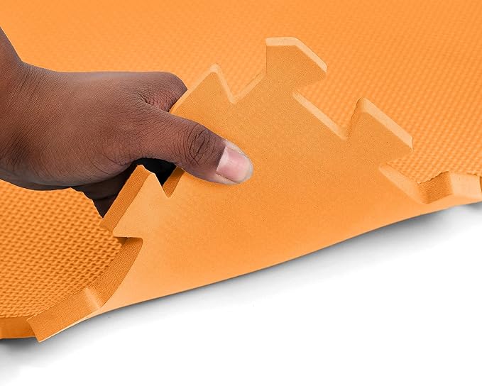 FlooringInc's 1/2" Soft Non-Toxic Baby Play Mat, Toddler Playmat, Colorful Puzzle PlayMat, Floor Mats for Kids & Babies, EVA Foam Interlocking Tiles for Nursery & Playroom | Orange, 50 Tiles, 200 SqFt
