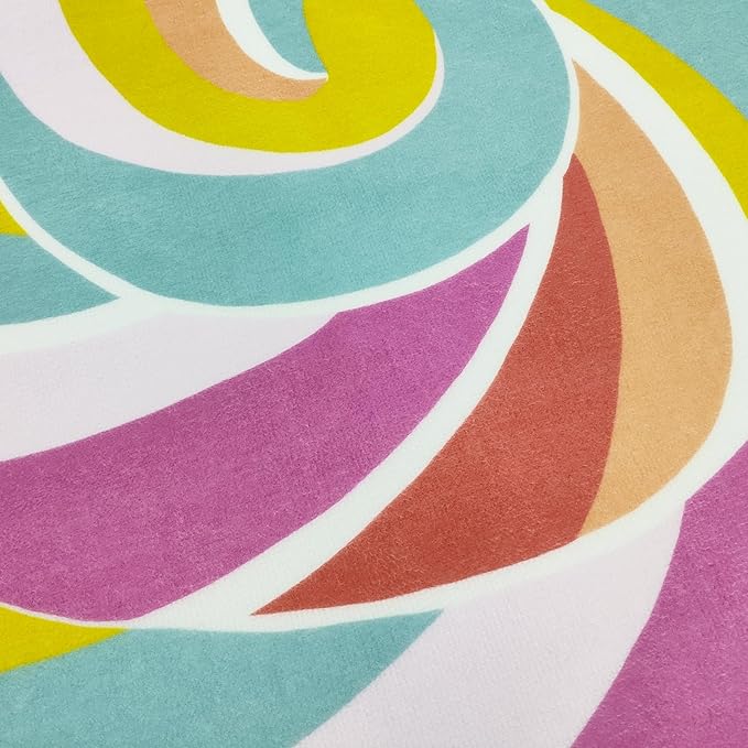 Kids Rug 5Ft Large Round Lollipops Play Mat Circle Rainbow Rug for Girls Bedroom Round Nursery Mat Classroom Carpet for Children, Colorful Playroom Candy Decorations