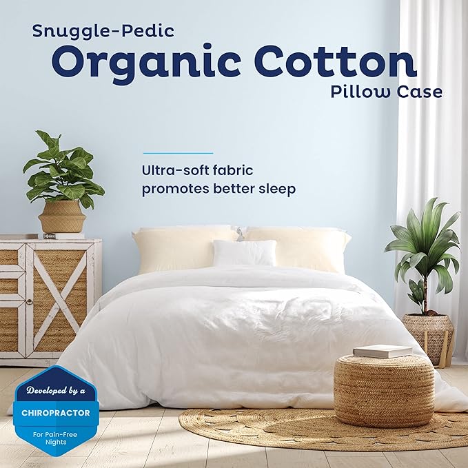 Snuggle-Pedic Pillow Case - King 20" x 36" White Pillow Cases w/Breathable Stretch Knit Cotton