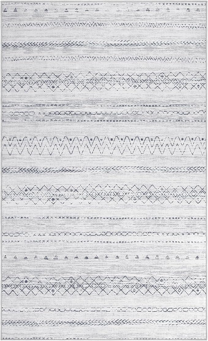Area Rugs for Living Room Washable Living Room Rug Soft Neutral Indoor Floor Carpet Non-Slip Stain Resistant Modern Boho Rugs for Bedroom Dining Room Kids Room Nursery Office Home Grey
