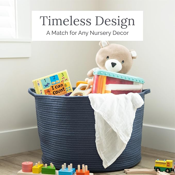 Natemia Rope Storage Basket - 20'x20'x14' Nursery Bin and Toy Organizer, Laundry Basket, Perfect Baby Registry Gift