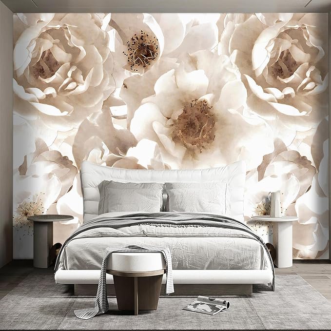 Floral wallpeper for Girls Bedroom Modern Flower Living Room Wall Mural - 137"x96"（Not Peel and Stick）