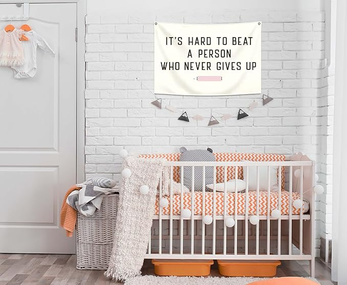 Inspirational Boho Canvas Rectangular Banner Flag Sign Poster Wall Decor Gift for Nursery Reading Room Classroom Bedroom Playroom Door Baby Kids Room-Birthday Christmas Gift-It's Hard To Beat a Person