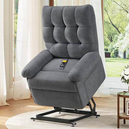 Power Recliner Chair for Elderly, Lift Chairs Triple Motor with Infinite Position, Seniors Electric Stand Assist, Single Sofa with Side Pockets for Living Room, Grey