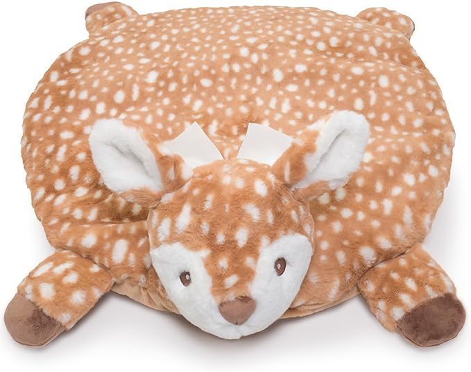 Bearington Baby Lil’ Willow Woodland Decor Tummy Time Mat - 30 x 30 Deer Infant Blanket for Babies - Washable Fawn Newborn Items - Adorable Play Rug Woodland Baby Decor and Nursery Gift