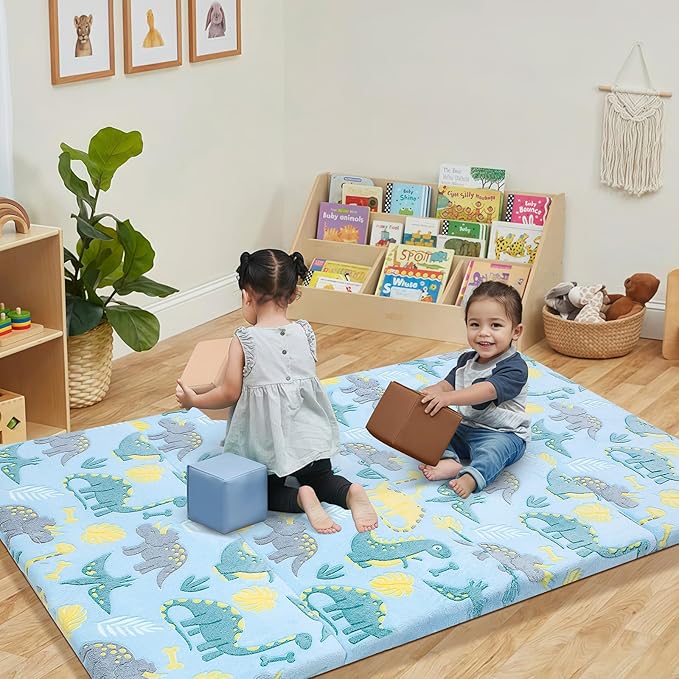MeMoreCool Kids Floor Futon Mattress, Play Mat Muscle Mat Large 6x4 FT, Thicken Foam Tatami Mattress for Children Play Area, Foldable Sleeping Crawling Pad for Playroom
