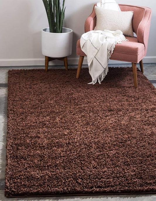 Unique Loom Solid Shag Collection Area Rug (3' 3" x 5' 3" Rectangle, Chocolate Brown)