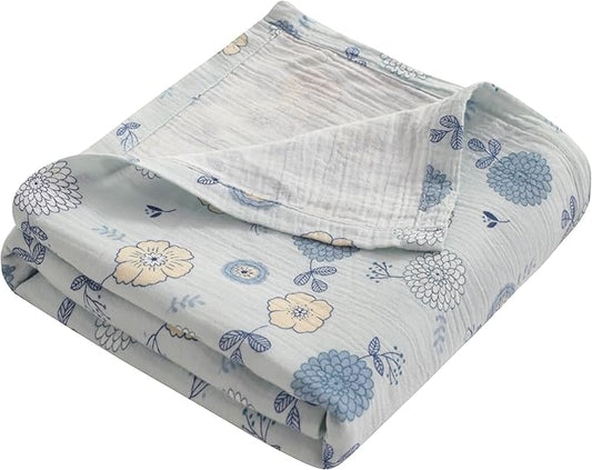 NTBAY 2 Layer Muslin Cotton Baby Swaddle Blanket, 30x40 Soft and Breathable Receiving for Newborns and Infants, Perfect for Crib, Stroller, Travel, Lightweight Nursery Blanket, Rustic Bloom