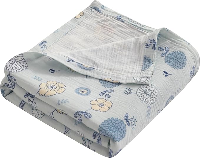 NTBAY 2 Layer Muslin Cotton Baby Swaddle Blanket, 42x60 Soft and Breathable Receiving for Newborns and Infants, Perfect for Crib, Stroller, Travel, Lightweight Nursery Blanket, Rustic Bloom