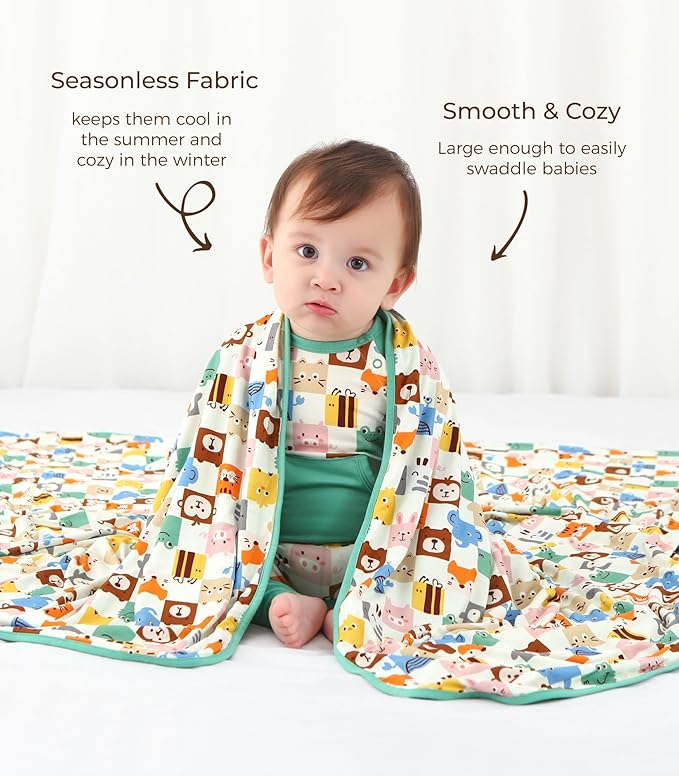 Premium Baby Blankets, Soft Viscose from Bamboo Blanket for Boys and Girls, Nursery Crib Bedding Quilt for Newborn and Toddler, Cooling for Hot Sleepers 50'' x 50'' Animal